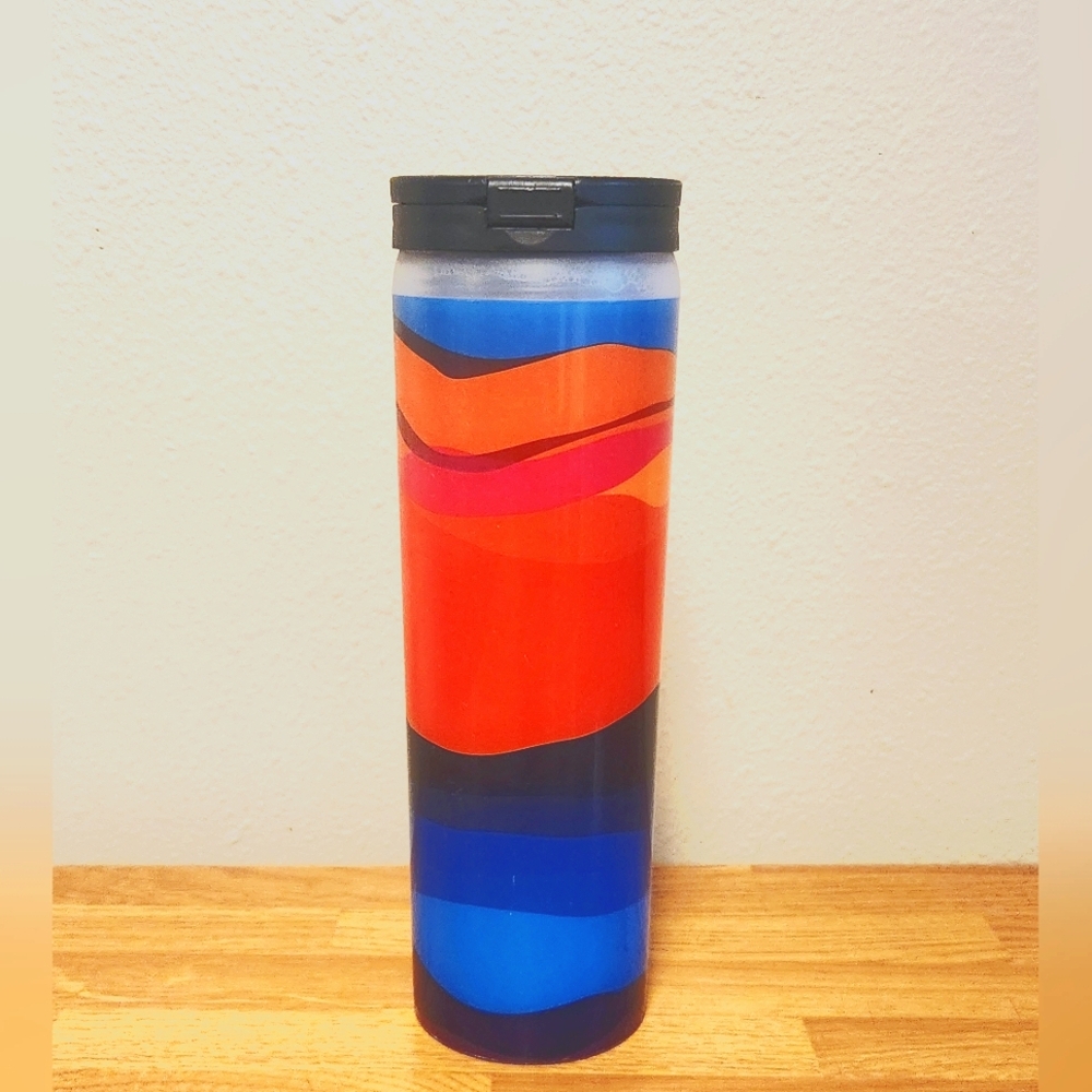 2013 Starbucks Ocean Sunset Water Bottle with 16 Oz Flip Lid
